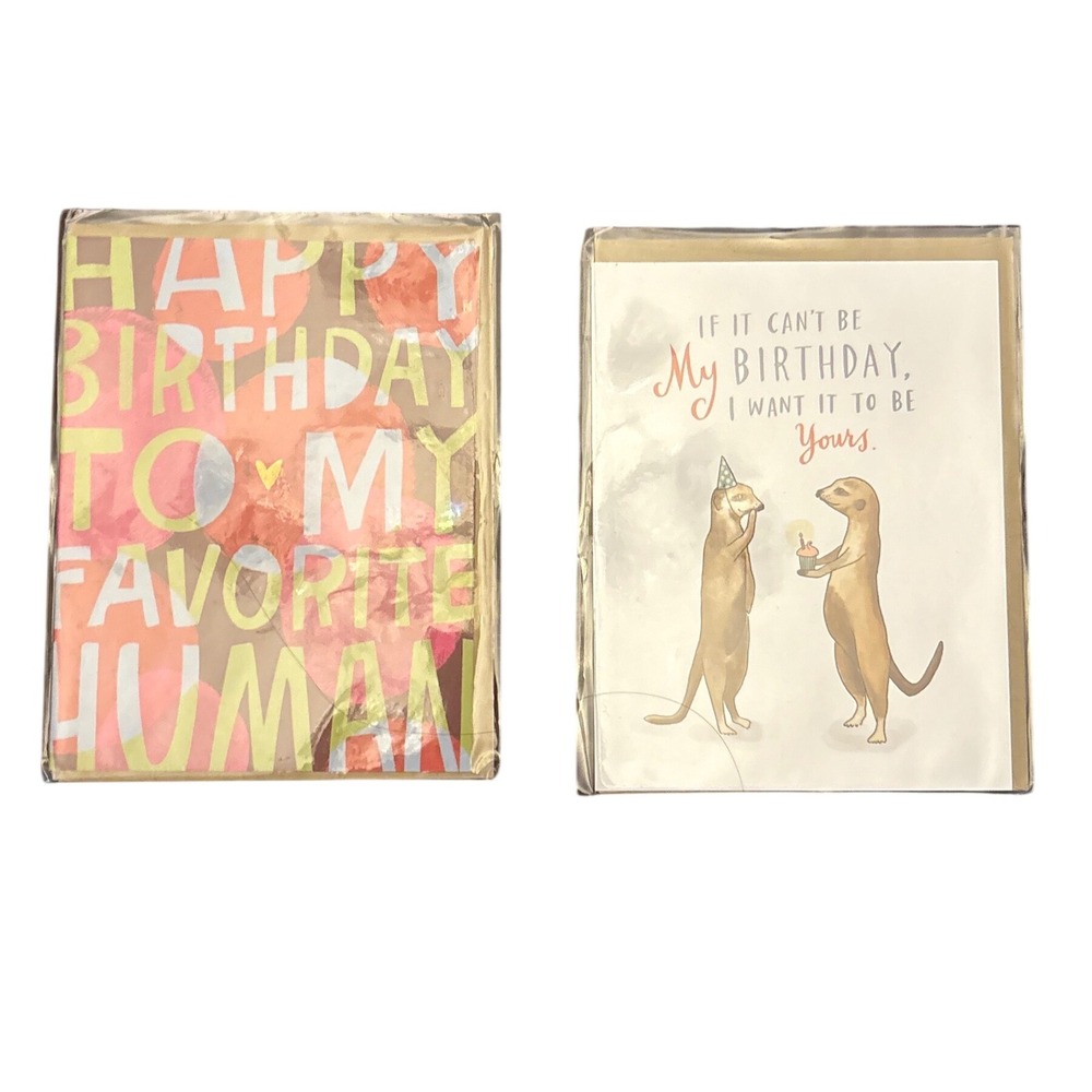 2 Happy Birthday Emily McDowell Birthday Greeting Cards - Favorite Human Meerkat